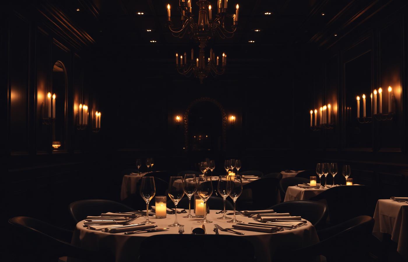 Sala del ristorante LUMÉ illuminata a candela